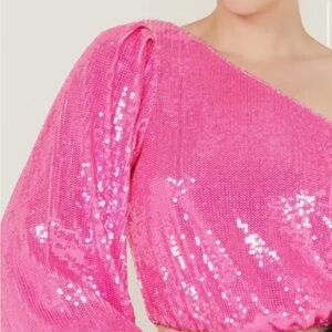 Show Me Your MuMu Pink Sequin Crop Top